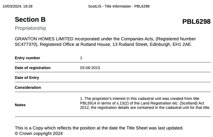 Kingsmeadows House PBL6298 Proprietorship